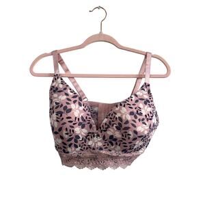 Unbranded Floral Light Pink with Lace Padded No Underwire Bra Size 40DD